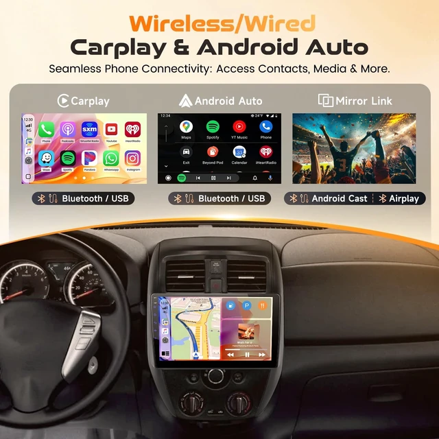 Alt view image 4 of 5 - Realdio Car Stereo for Nissan Versa Sedan 2015-2019, 10" Touchscreen Radio