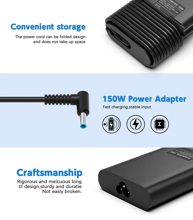 Alt view image 4 of 5 - HFLRZZ 19.5V Laptop Charger Compatible with HP Zbook 15 G3 G4 G5 G6, fit for Pavilion Gaming 15 17, fir for Omen 15 17, fir for Envy 15t, 776620-001 AC Adapter Power Supply