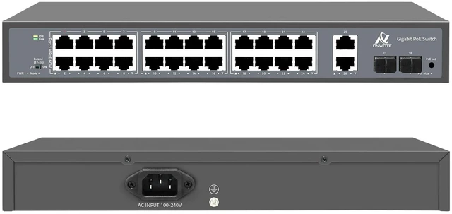 Main image of ONWOTE 24 Ports Gigabit PoE Switch 300W, 10/100/1000Mbps Self-Adaptive
