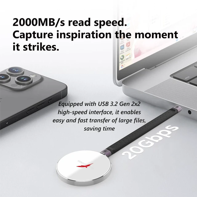 Alt view image 2 of 5 - FLA SHARK UH100 1TB Magnetic SSD, 2000MB/s for Smartphones