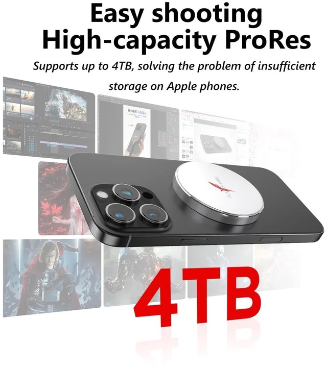 Alt view image 4 of 5 - FLA SHARK UH100 1TB Magnetic SSD, 2000MB/s for Smartphones