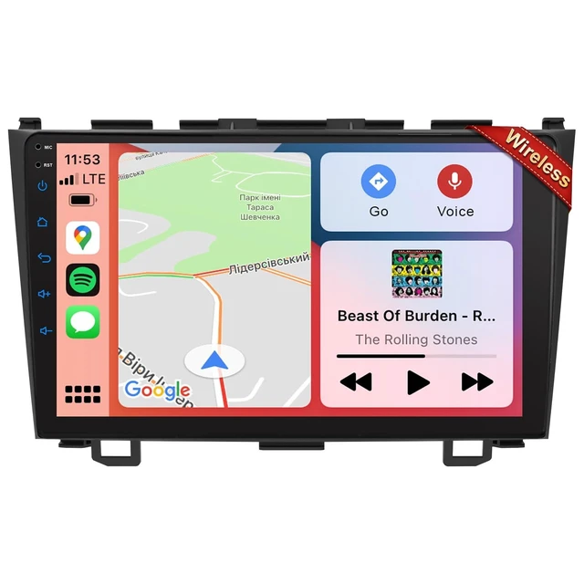 Main image of Car Radio Stereo for Honda CRV 2007 2008 2009 2010 2011, Wireless Apple Carplay and Android Auto, 9" Touch Screen Car Radio with Bluetooth/FM/AM/RDS/SWC