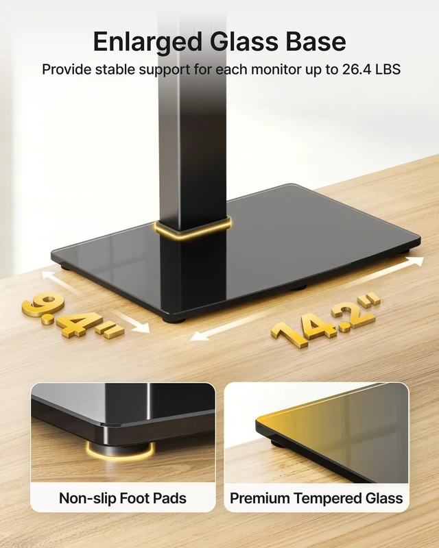 Alt view image 5 of 5 - monTEK Powered Stacked Dual Monitor Stand for 17-32", Glass Base