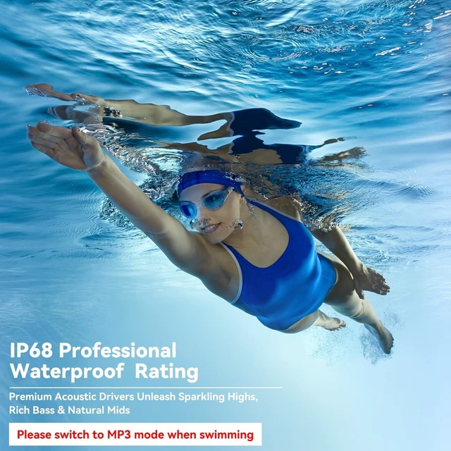 Alt view image 3 of 5 - Bone Conduction Swimming Headphones,IPX8 Waterproof Open Ear Swim Earbuds
