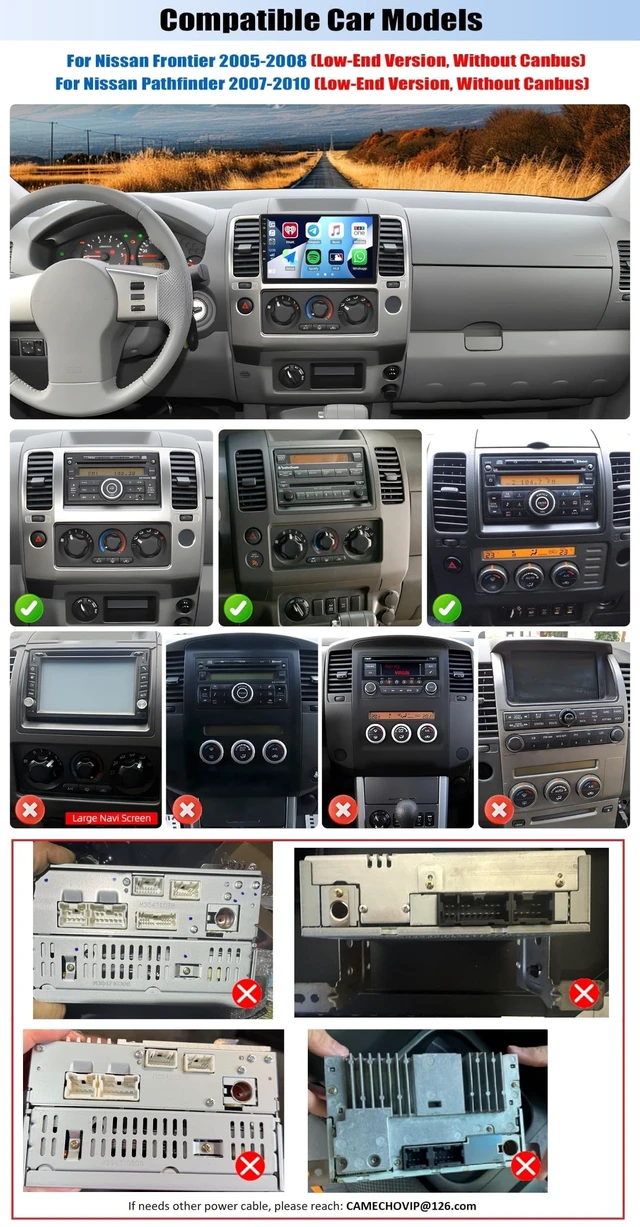 Alt view image 2 of 5 - Car Radio for Nissan Frontier 2005-2008 Wireless Apple CarPlay Android Auto