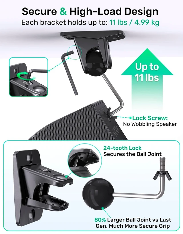 Alt view image 2 of 5 - Speaker Ceiling Mount for Satellite Speaker, Tilt and Swivel, 2 Pack
