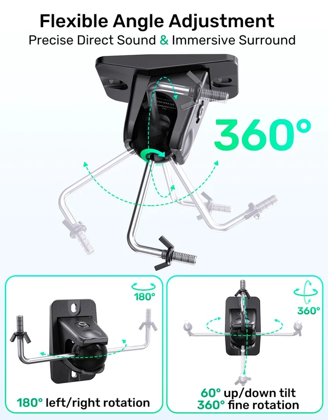 Alt view image 3 of 5 - Speaker Ceiling Mount for Satellite Speaker, Tilt and Swivel, 2 Pack