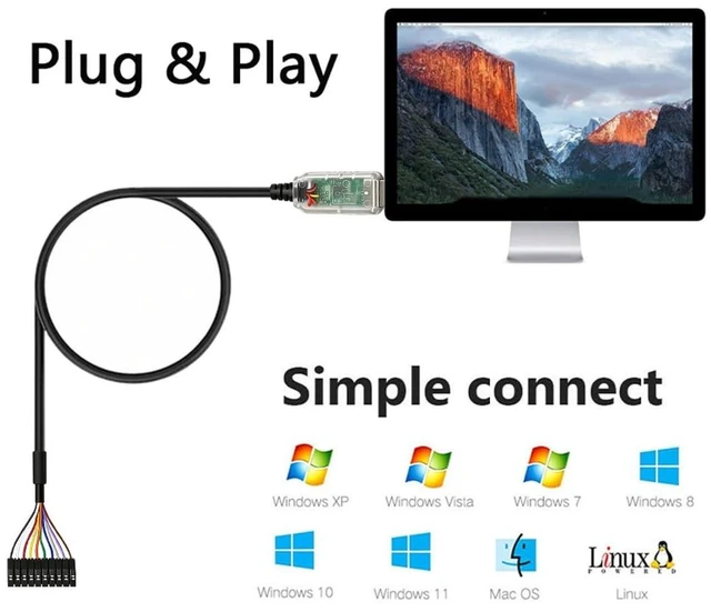 Alt view image 4 of 5 - Retimer C232HM-DDHSL-0 USB to MPSSE Serial Cable(3.3V) FT232H Chip USB to JTAG/I2C/SPI Pitch 2.54MM 10P Headers Compatible with Windows 11 10 8 7 Linux MAC OS(0.5M)