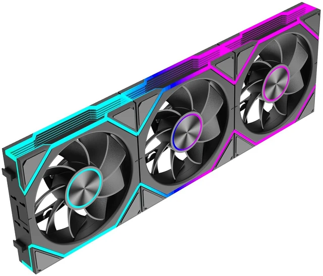 Main image of JEYI 120mm ARGB Case Fan 3-Pack Daisy Chain PWM Reverse, Black