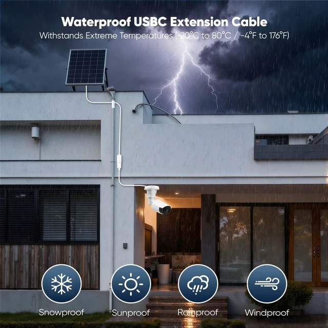 Alt view image 4 of 5 - URELEGAN USB C Extension Cable 20FT for Ring Solar Panel-White Waterproof