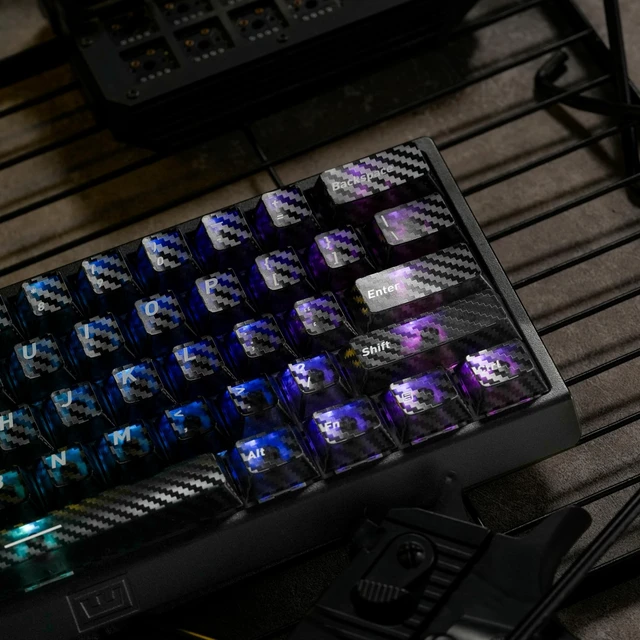 Alt view image 2 of 5 - GEKUCAP Black Woven Carbon Fiber Top Printed PC Keycaps