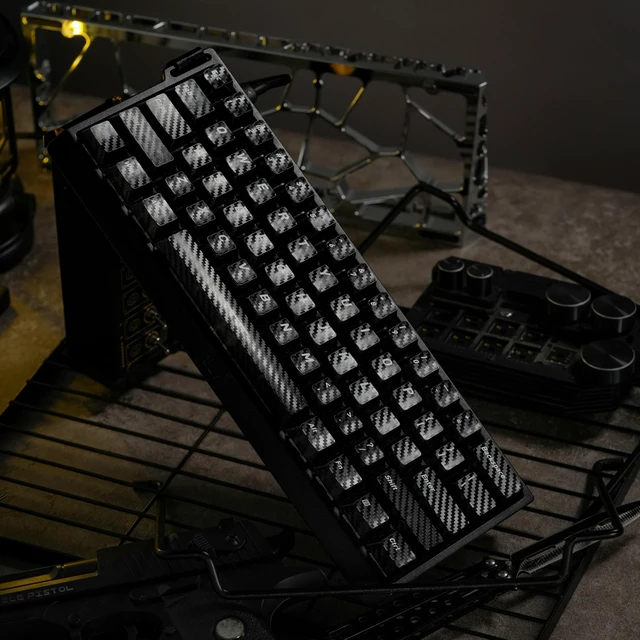 Alt view image 5 of 5 - GEKUCAP Black Woven Carbon Fiber Top Printed PC Keycaps