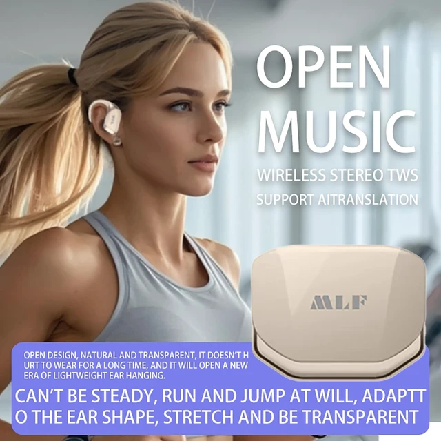 Alt view image 5 of 5 - MLF-M007 AI Translation Earbuds Real Time Open Ear Translator Headphones Real Time Translation Earbuds Global Language Translator Earbuds Voice Amplification Clear Calls Beige
