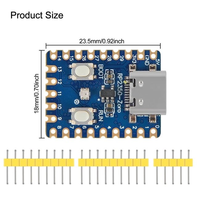 Alt view image 4 of 5 - DWEII 10PCS Type-C Connector RP2350-Zero Mini Development Board,Based On RPi RP2350A Dual-Core & Dual-Architecture Microcontroller, 29 x Multi-Function GPIO Pins Support C/C++,MicroPython
