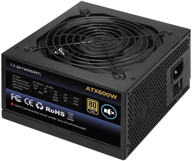 Main image of 600W Power Supply 80 Plus Gold Gaming PSU Non Modular ATX Form Factor