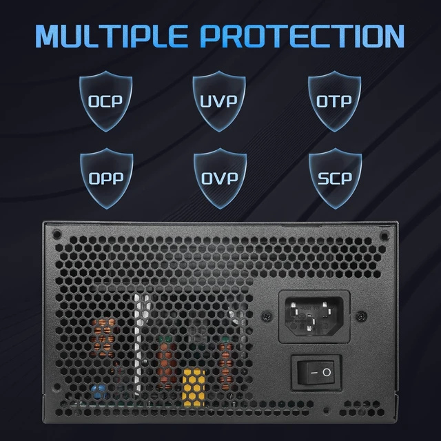 Alt view image 4 of 5 - 600W Power Supply 80 Plus Gold Gaming PSU Non Modular ATX Form Factor