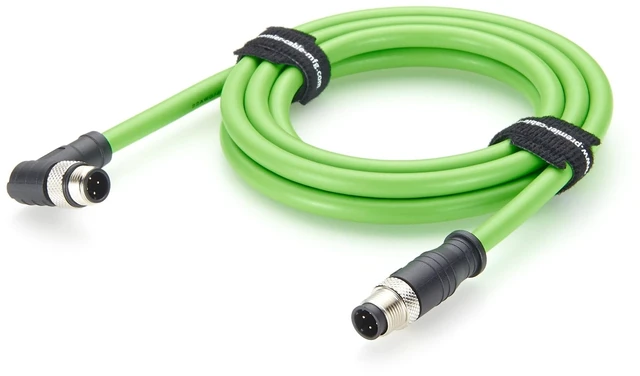 Main image of Right Angle M12 D-Coded 4 Pin Male to Male Industrial Ethernet Cable 100Mbps CAT5e Shielded Drag Chain Cable IP67 Waterproof for PROFINET, EtherCAT, PLC, Robot, Automation, Machine Vision (5M/16.4FT)