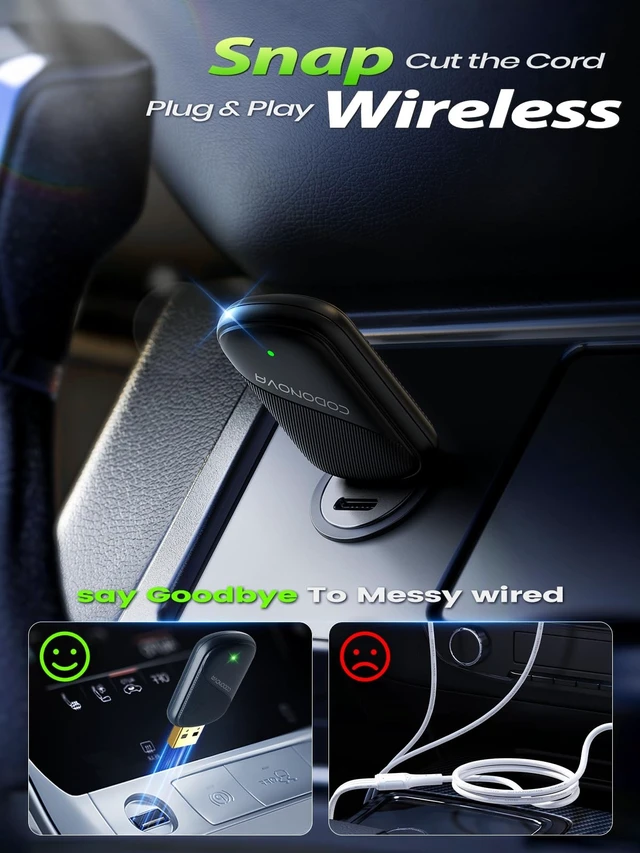 Alt view image 2 of 5 - Mini Wireless CarPlay Adapter for iPhone & Android Auto - Wired to Wireless