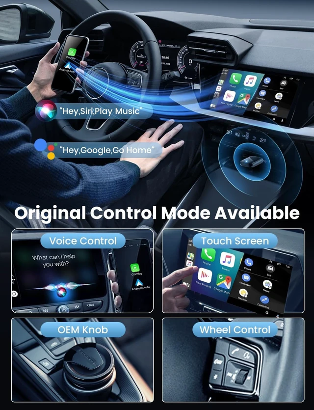 Alt view image 5 of 5 - Mini Wireless CarPlay Adapter for iPhone & Android Auto - Wired to Wireless