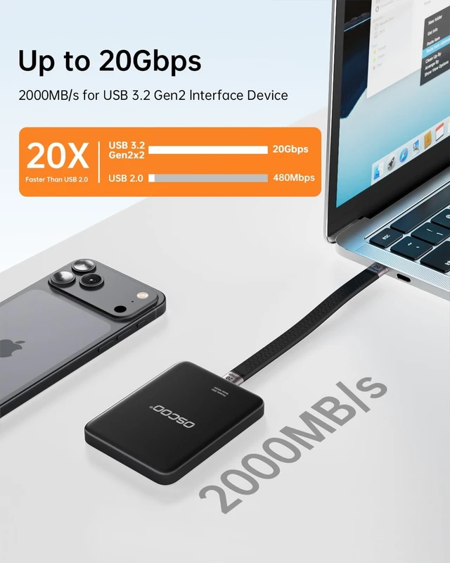 Alt view image 4 of 5 - 2TB Magnetic Portable SSD, Up to 2000MB/s External Solid State Drive