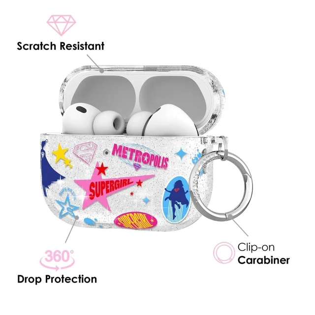 Alt view image 4 of 5 - VELVET CAVIAR for AirPods Pro 3 Case Cover - Cute Protective Hard Cases with Keychain Compatible with AirPods Pro 3 - Supergirl Krypto Glitter