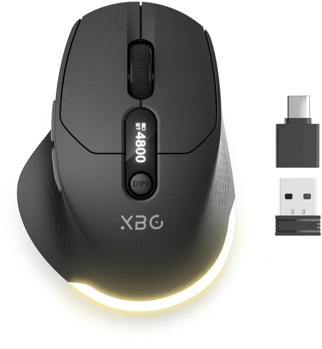 Main image of XBG B18Pro Tri-Mode Wireless Bluetooth Mouse with LED Display for Laptop