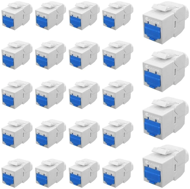 Main image of Enmane Cat6 Keystone Jack (EC Listed) RJ45 Keystone Jack Tool-Less for Cat6, Cat5e, Cat5 Cabling White(24-Pack) (CAT6)