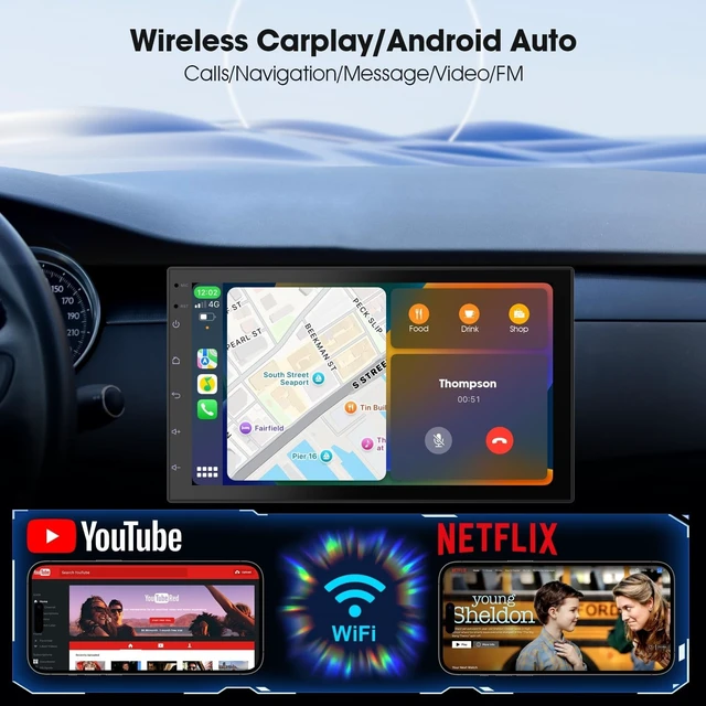 Alt view image 4 of 5 - Haudio 2 Din Car Radio with Wireless CarPlay & Android Auto, 7 Inch Touchscreen Car Stereo with Mirror Link,Android 13,Voice Control, FM/RDS, 25 Sets UI Fit All Cars,with Rear View Camera (2+32