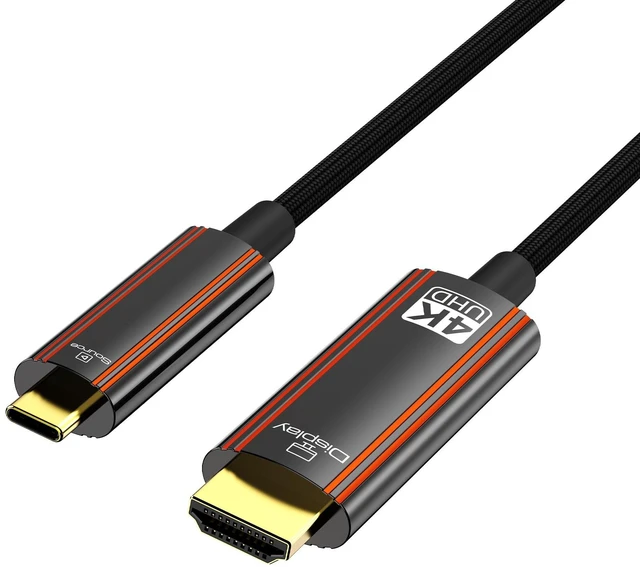 Main image of Anehmeta 4K Fiber Optic USB C to HDMI Cable 30FT, 4K@60Hz Active Optical Type-C to HDMI 2.0 Cord, Thunderbolt 3/4 Compatible, for iPhone 15 Series, MacBook Pro, iPad Pro, S23, Surface, Dell, HP
