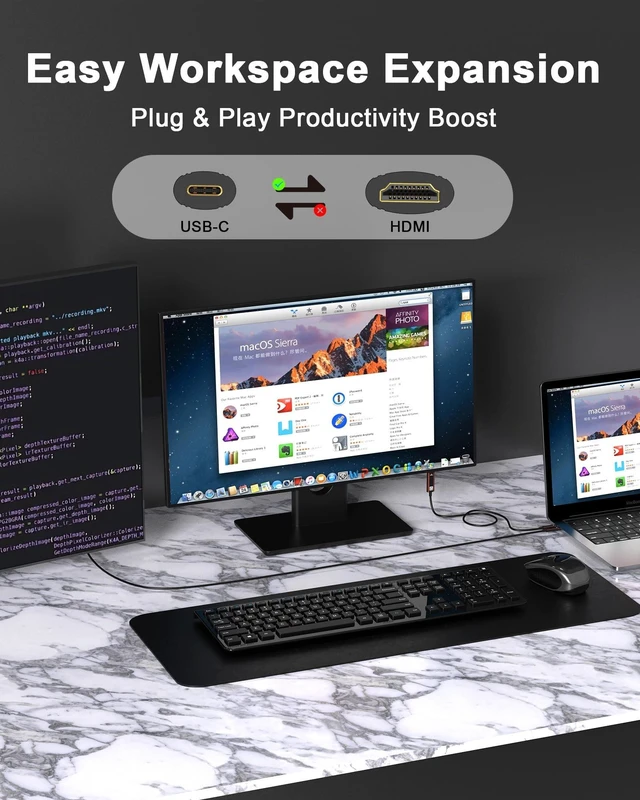 Alt view image 3 of 5 - Anehmeta 4K Fiber Optic USB C to HDMI Cable 30FT, 4K@60Hz Active Optical Type-C to HDMI 2.0 Cord, Thunderbolt 3/4 Compatible, for iPhone 15 Series, MacBook Pro, iPad Pro, S23, Surface, Dell, HP