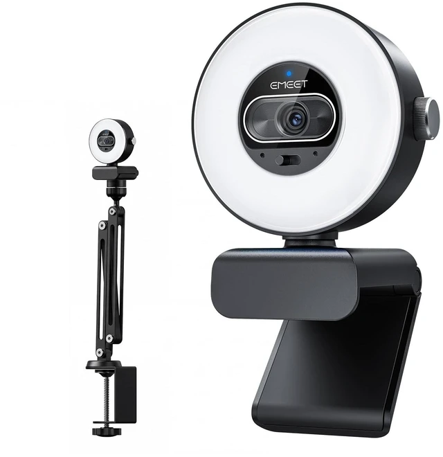 Main image of EMEET S600L 4K Webcam with Adjustable Desktop Overhead Stand, 4 Lighting Modes, Rainbow Effect, 1/2" Sensor, 0.2S PDAF, 2 Mics, Dial Control, 4K Webcam with Tripod for OBS/Twitch/YouTube/Zoom/PC/Mac
