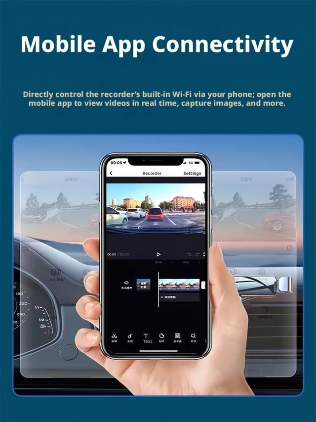 Alt view image 3 of 5 - 4K Ultra HD Dash Cam, Custom OEM Hidden Recorder for 2012-2026 Audi Models, Rain Sensor Plug & Play Wire-Free Car Camera with WiFi APP Control, Loop Recording, Free 64G High Speed Memory Card