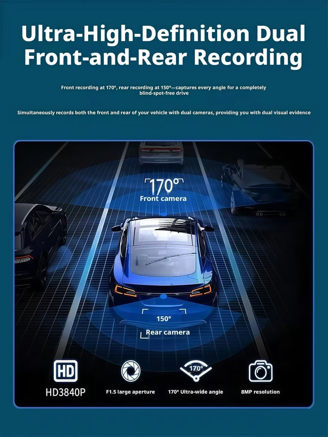 Alt view image 4 of 5 - 4K Ultra HD Dash Cam, Custom OEM Hidden Recorder for 2012-2026 Audi Models, Rain Sensor Plug & Play Wire-Free Car Camera with WiFi APP Control, Loop Recording, Free 64G High Speed Memory Card