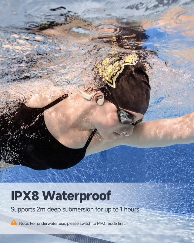 Alt view image 2 of 5 - Bone Conduction Headphones, IPX8 Waterproof Swimming Headphones Off-white