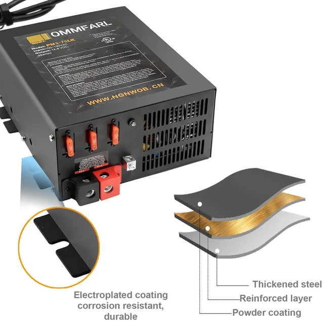 Alt view image 3 of 5 - 75Amp RV Power Converter Built-in 3 Stage Smart Charger