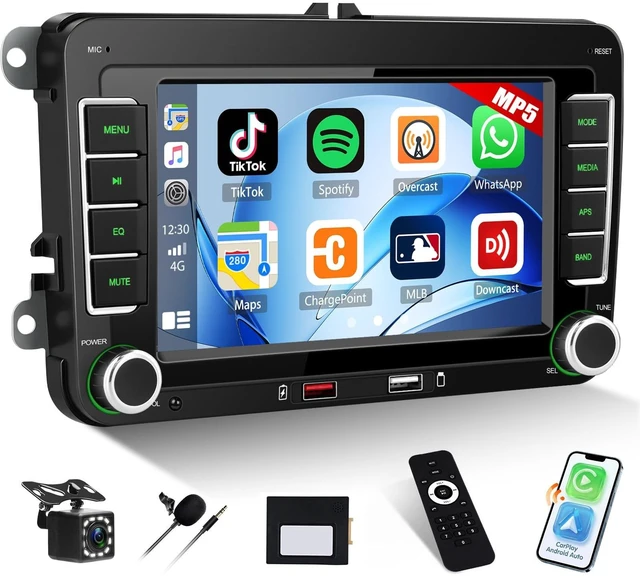 Main image of Car Stereo for Volkswagen VW Jetta 2006-2015 with Wireless Apple CarPlay Android Auto, 7" HD Touchscreen Car Radio with Bluetooth, Backup Camera, FM AM RDS, Mirror Link, EQ/USB, Remote Control