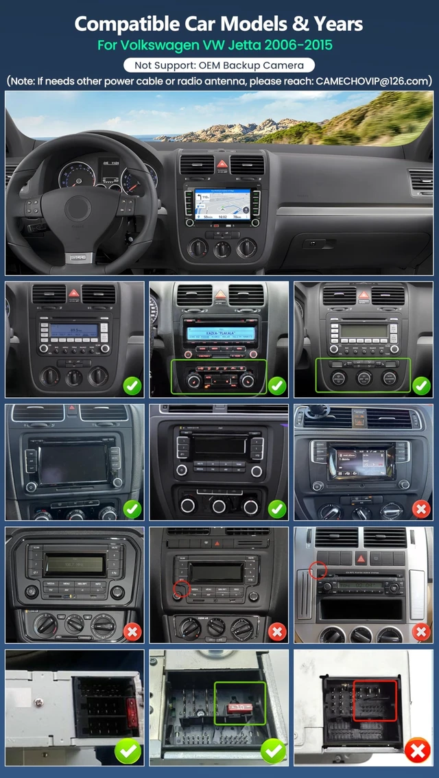 Alt view image 2 of 5 - Car Stereo for Volkswagen VW Jetta 2006-2015 with Wireless Apple CarPlay Android Auto, 7" HD Touchscreen Car Radio with Bluetooth, Backup Camera, FM AM RDS, Mirror Link, EQ/USB, Remote Control