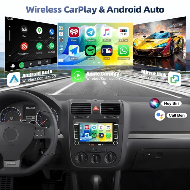Alt view image 4 of 5 - Car Stereo for Volkswagen VW Jetta 2006-2015 with Wireless Apple CarPlay Android Auto, 7" HD Touchscreen Car Radio with Bluetooth, Backup Camera, FM AM RDS, Mirror Link, EQ/USB, Remote Control