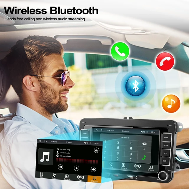 Alt view image 5 of 5 - Car Stereo for Volkswagen VW Jetta 2006-2015 with Wireless Apple CarPlay Android Auto, 7" HD Touchscreen Car Radio with Bluetooth, Backup Camera, FM AM RDS, Mirror Link, EQ/USB, Remote Control