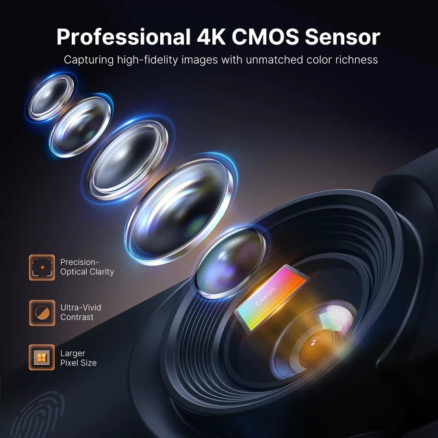 Alt view image 3 of 5 - NexiGo HelloCam Lite 4K Webcam, Auto Electronic Shutter, True Privacy, 9-Step Digital Zoom, 1080p 60fps, 2 Noise-Canceling Mics, AE&3DNR, USB Computer Camera for Zoom/Teams/Streaming