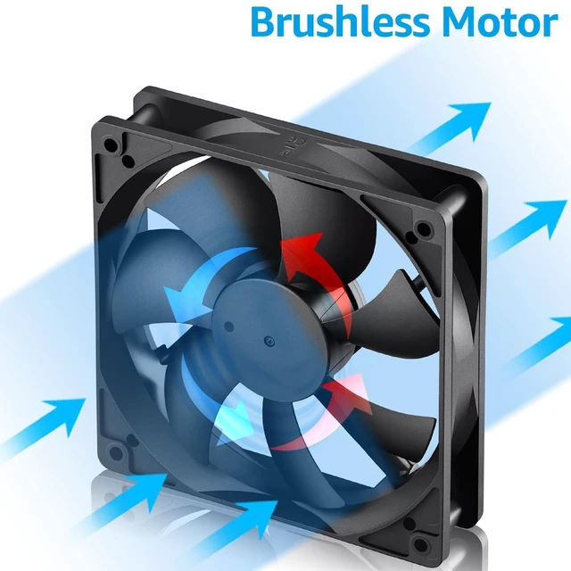 Alt view image 5 of 5 - GDSTIME 120mm 12V Computer Fan 2 Pin Dual Ball Bearing DC Cooling, 2-Pack