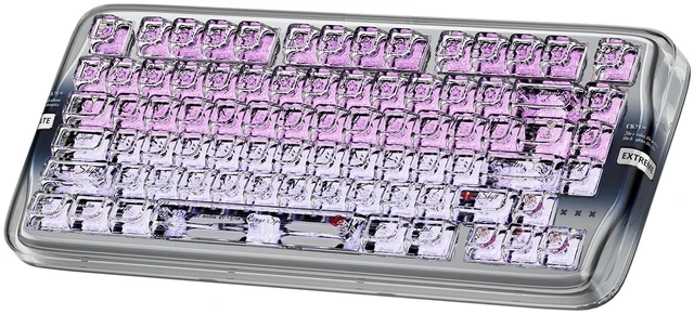Main image of CoolKiller CK75SE Transparent Mechanical Keyboard with Ice Crystal Keycaps, RGB Backlit Wireless Keyboard, Hot Swappable Gasket Mounted Keyboard for Windows/Mac, Glacier Silver