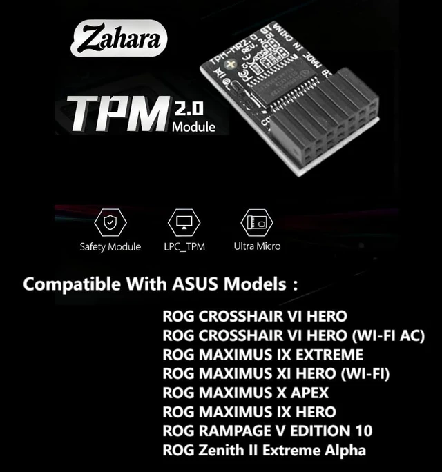 Alt view image 2 of 5 - TPM-M R2.0 Module LPC 14pin-1 with SLB9665 Replacement for ASUS ROG Motherboard Crosshair VI Hero/Maximus IX Extreme/Rampage V Edition 10 / Zenith II Extreme Alpha/Maximus X APEX TPM2.0