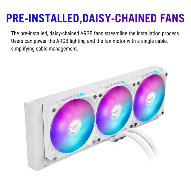 Alt view image 5 of 5 - ASUS ROG RYUO IV SLC 360 ARGB White Edition All-in-one CPU Liquid Cooler, Shortened tubing for Clean Aesthetic, Movable Curved 6.67-inch Display, 6 Year Warranty