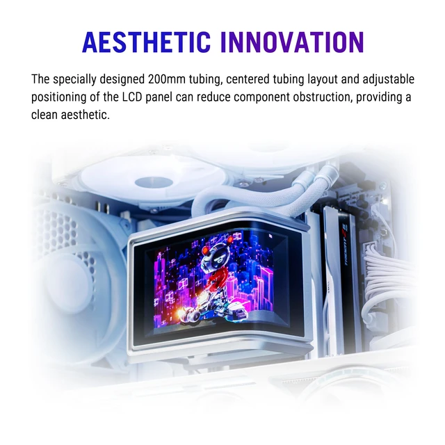 Alt view image 4 of 5 - ASUS ROG RYUO IV SLC 360 ARGB White Edition All-in-one CPU Liquid Cooler, Shortened tubing for Clean Aesthetic, Movable Curved 6.67-inch Display, 6 Year Warranty