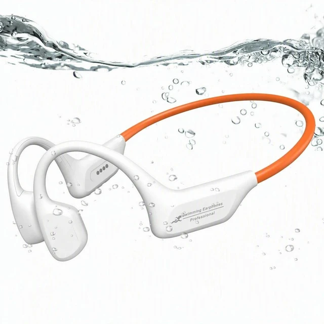 Main image of RR SPORTS IP68 Waterproof Swimming Headphones, Bone Conduction Bluetooth 6.0 Headphones, Built-in 32GB MP3 Player, Soft Lightweight Open-Ear Design for Swimming Marathons Showers Cycling(White