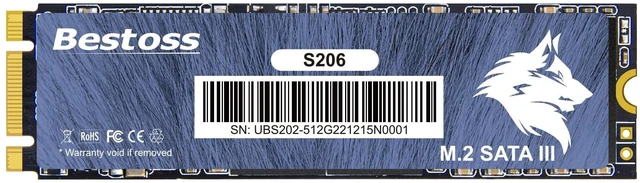 Main image of Bestoss M.2 SATA III 6Gb/s NGFF 512GB SSD 3D NAND Solid State Drive