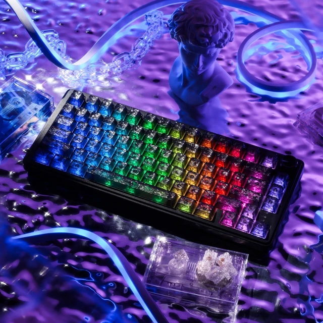Main image of HITIME XVX M75 75% Wireless Gaming Mechanical Keyboard, BT5.0/2.4GHz/USB-C,Hot Swappable Creamy Switches, Gasket Structure,RGB Backlit Keyboard w/Knob for PC/Laptop/Xbox/PS4/PS5, Black Forged C