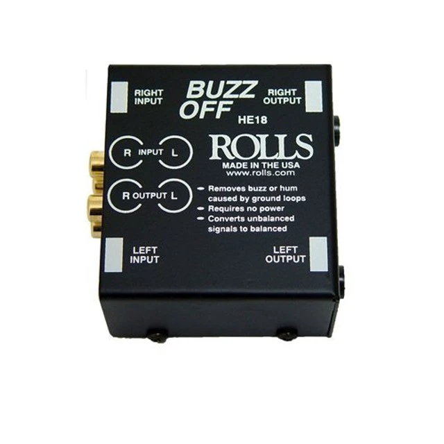 Alt view image 2 of 3 - Rolls HE18 Buzz Off 2-Channel Hum and Buzz Remover with 2 RCA Male to 2 RCA Male Dual Audio Cable 3'