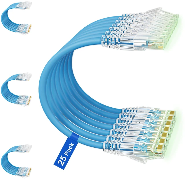 Main image of iwillink 7ft Cat6/Cat6a Patch Cables (25 Pack) Slim, 10Gbps, LSZH, Blue